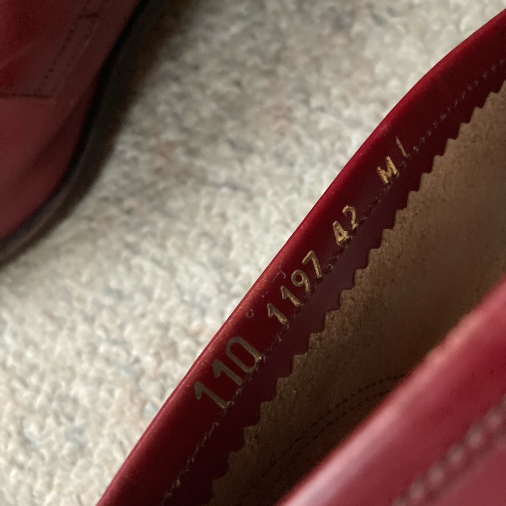 Gucci Wine Red Leather Fringe Penny Loafers - Picture 5 of 8